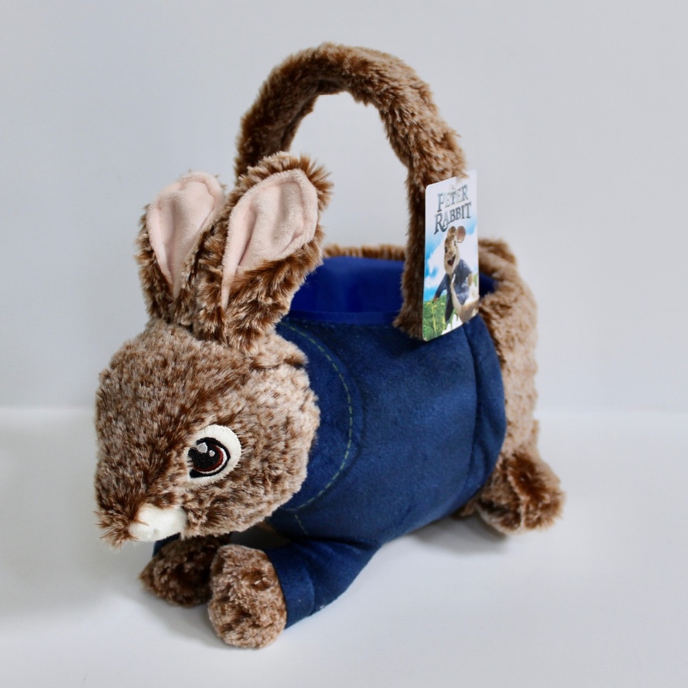 Dan Dee Peter Rabbit Plush Lined Easter Basket Blue Brown